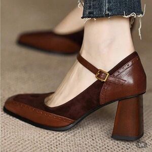 Chic Brown Block Heel Women's Shoes